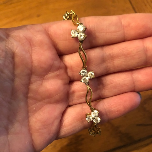 🌸VTG Sterling Silver Gold Plated (Vermeil) CZ Bracelet - Picture 6 of 6